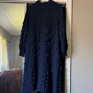 Textured Maxi Dress in Navy Blue